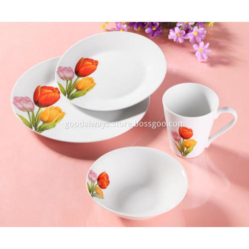 16 Piece Floral Decal Porcelain Dinner Set